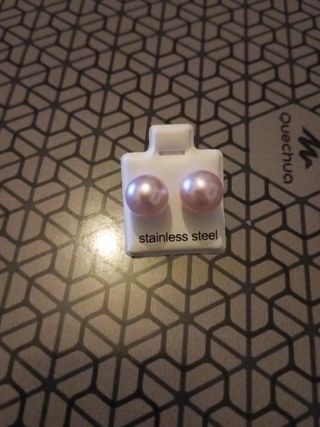Pendientes de perla rosa palo de Acero 