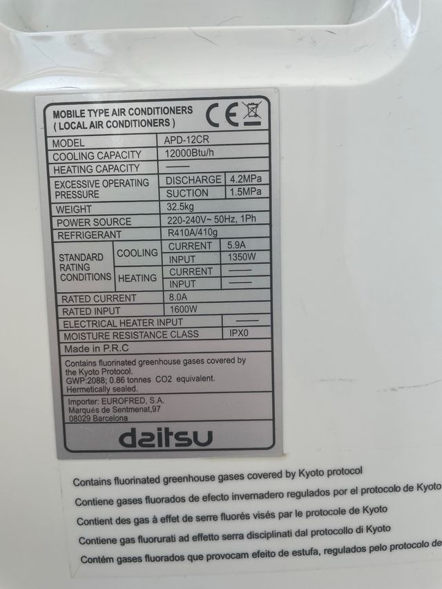 Aire acondicionado portatil