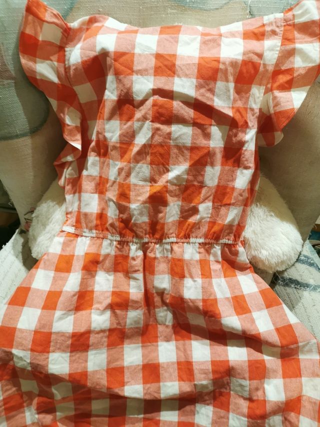 Vestido rojo y blanco a cuadros verano