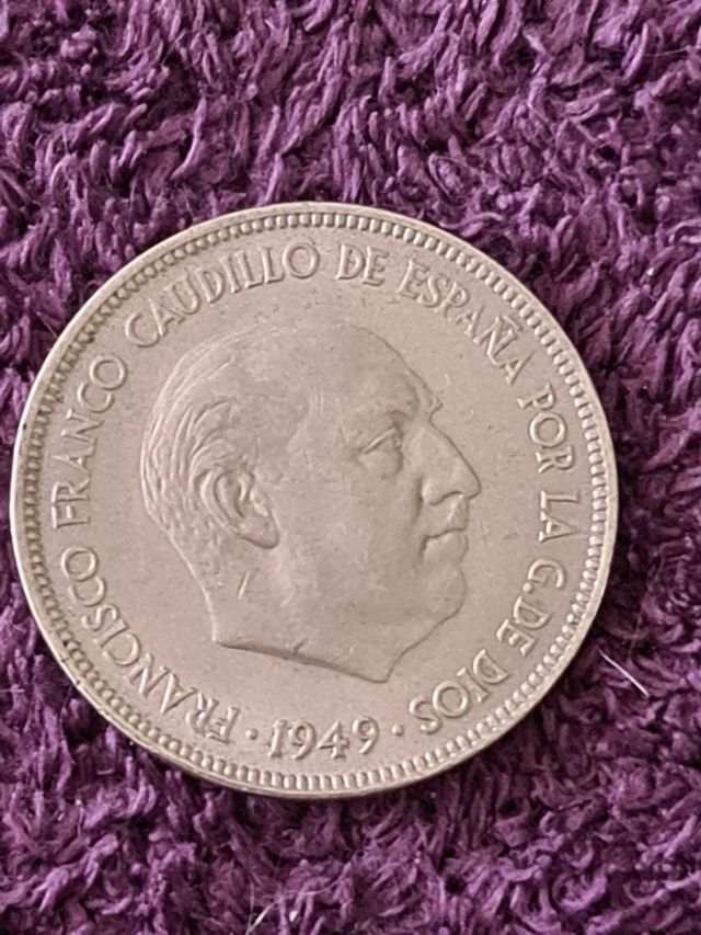 5 pesetas 1949 conocido como el cabezón