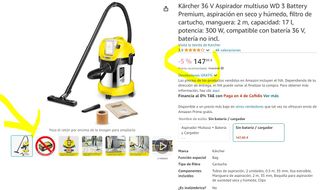 Karcher 36 V Aspirador multiuso WD 3 Battery Premi