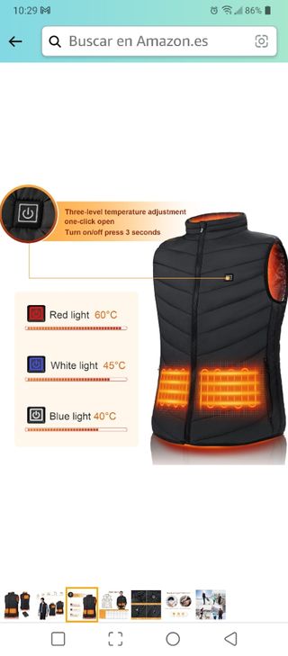 Chaleco calefactable Negro XL