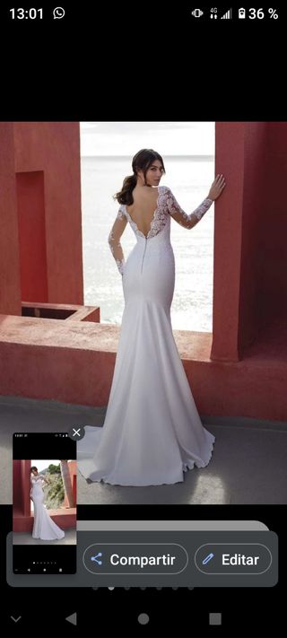 Traje vestido novia encaje c/velo