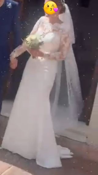 Traje vestido novia encaje c/velo