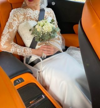Traje vestido novia encaje c/velo