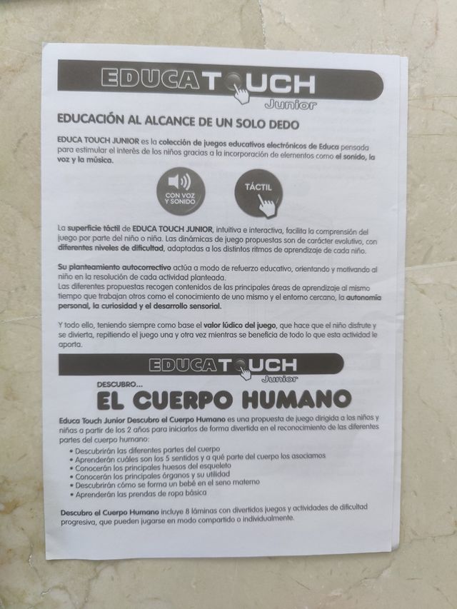 Educatouch junior sobre el cuerpo humano