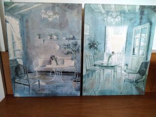 Quadri su legno Salotto Primavera Fiori 62x46