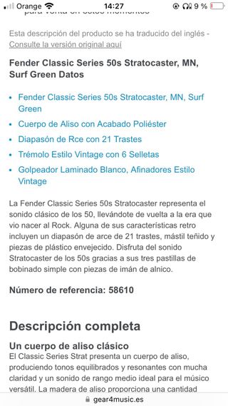 Fender Classic series 50’s stratocaster