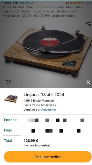 ION Audio Air LP Wood - Tocadiscos de vinilo Bluet