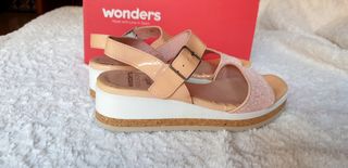 Sandalias Wonders nude plataforma planas Boda