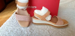 Sandalias Wonders nude plataforma planas Boda