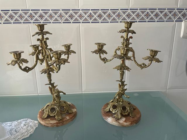CANDELABROS BRONCE ANTIGUOS