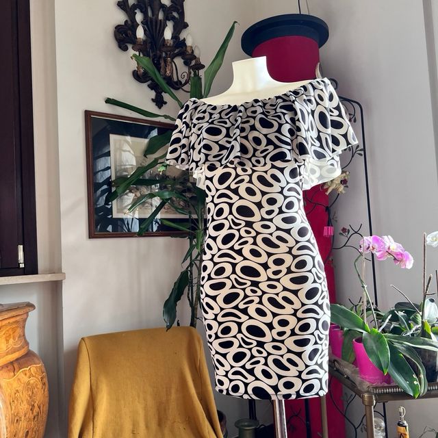 Abito stretch fantasia optical