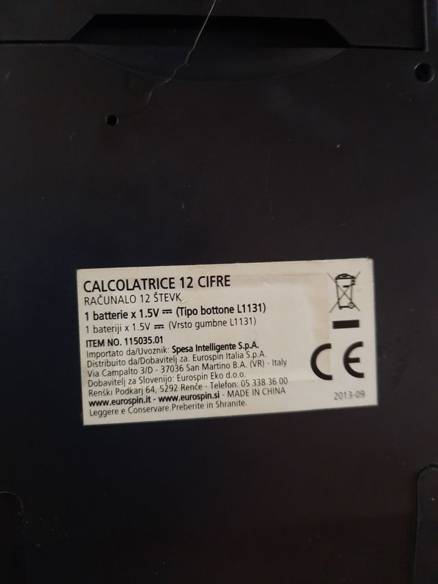 Calcolatrice ricarica solare + pila bottone