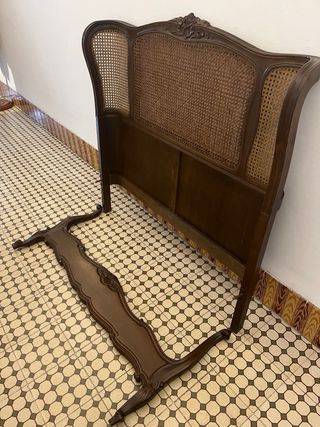 Cabecero y pie cama 90 madera y rejilla