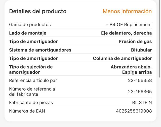 Amortiguador Toyota B4 delantero