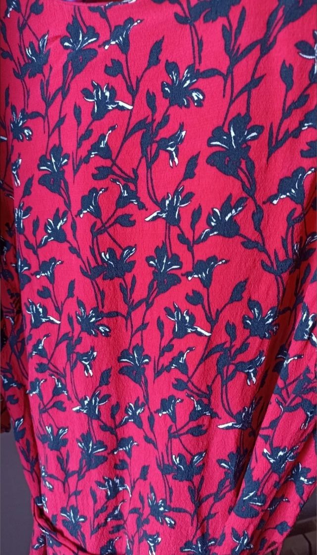 Vestido corto rojo flores Promod