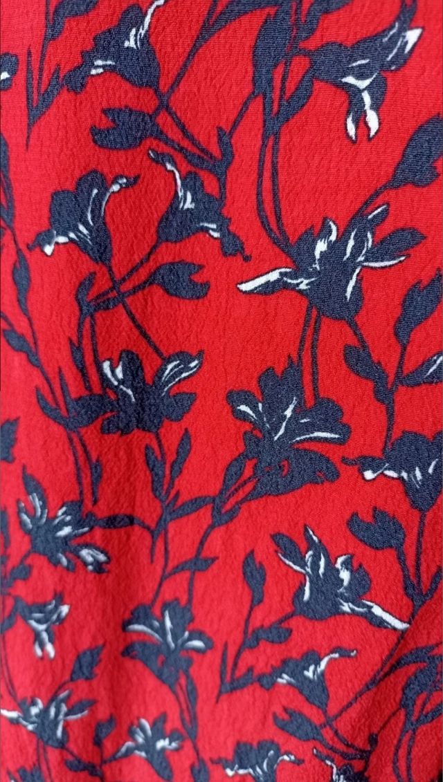 Vestido corto rojo flores Promod