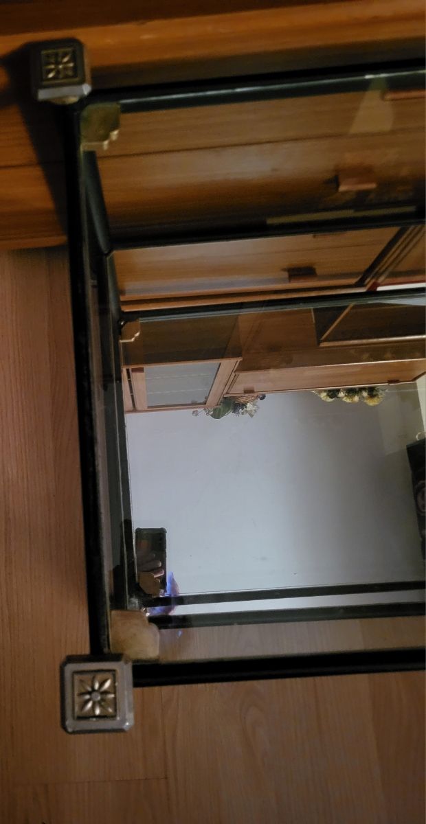 MESA DE CENTRO DE HIERRO, CRISTAL