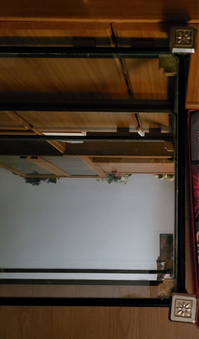 MESA DE CENTRO DE HIERRO, CRISTAL