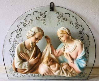 Sacra famiglia 1950 gesso vetro