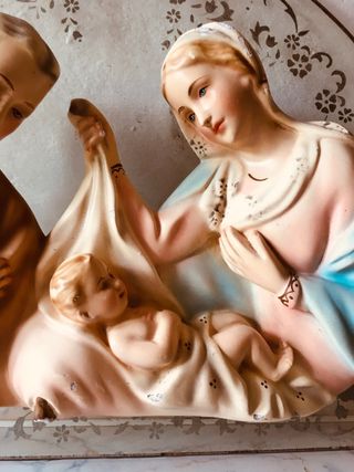 Sacra famiglia 1950 gesso vetro