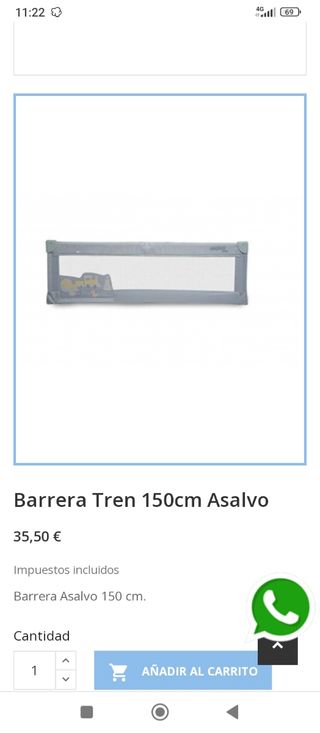 Barrera para camas para niños