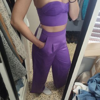 Traje pantalón top morado
