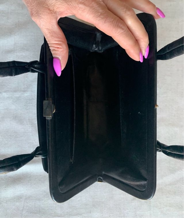 Borsa anni 60 vintage in pelle nera