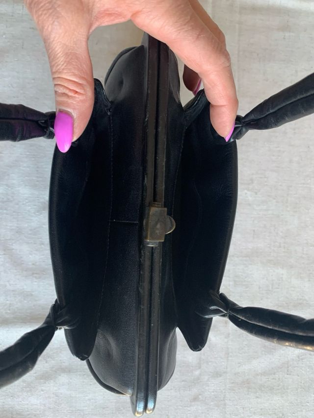 Borsa anni 60 vintage in pelle nera