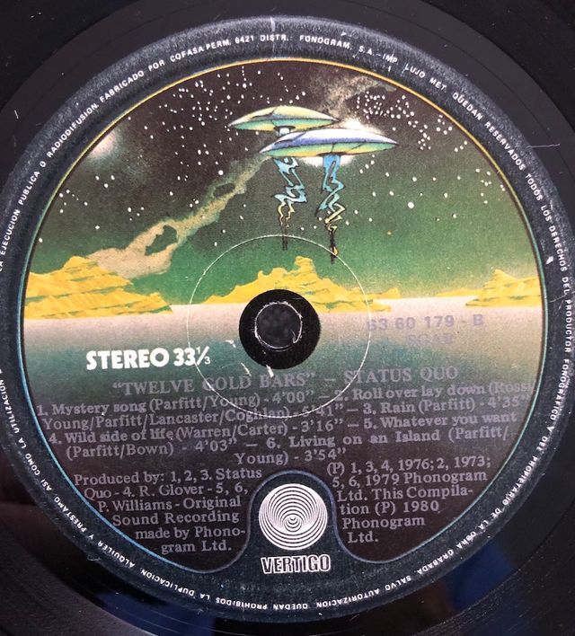 STATUS QUO - Disco in vinile a dodici barre d'oro 1974-80