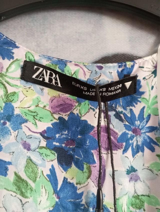 Vestido zara largo escote T.34/36 con etiqueta