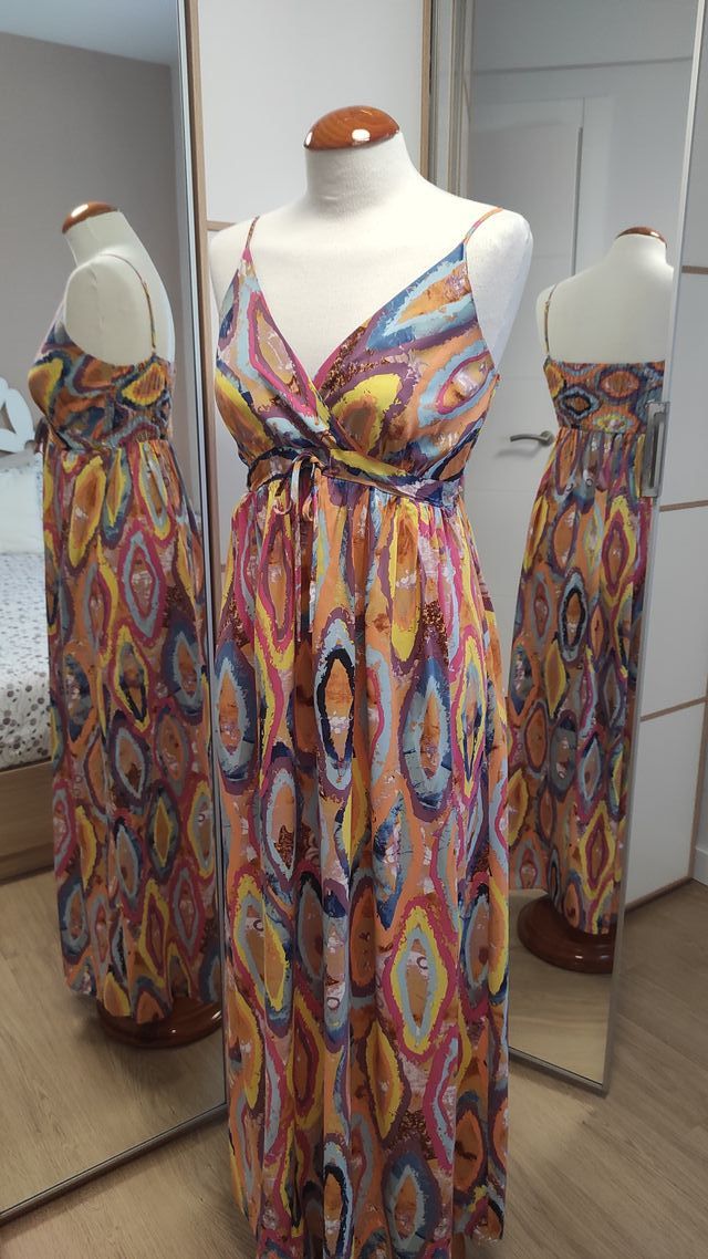 Vestido largo escote tirantes