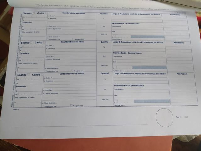 RIFIUTI REGISTRO DETENTORI CARICO SCARICO MOD.A