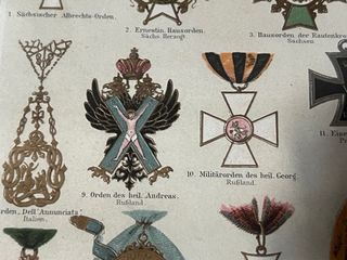 Grabado coloreado de ordenes militares