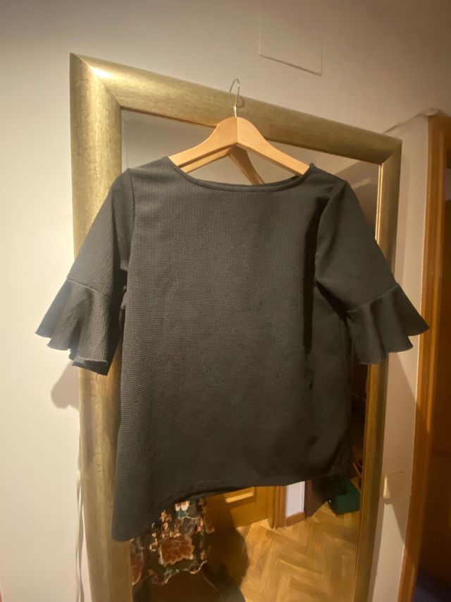 Camisa negra media manga mujer talla 38