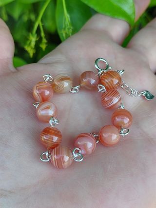 Pulsera, plata ley y cornalina 