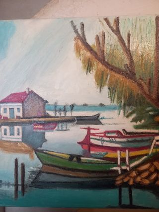 Cuadro barcas con lago