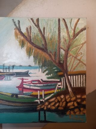 Cuadro barcas con lago