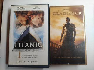 Lote 4 película vhs Titanic, Gladiator, 007
