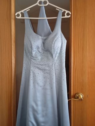 Traje de fiesta mujer color azul celeste