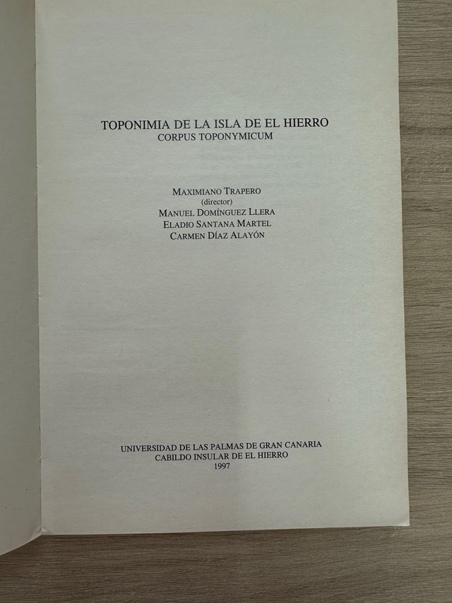 Libro Toponimia de la isala de El Hierro