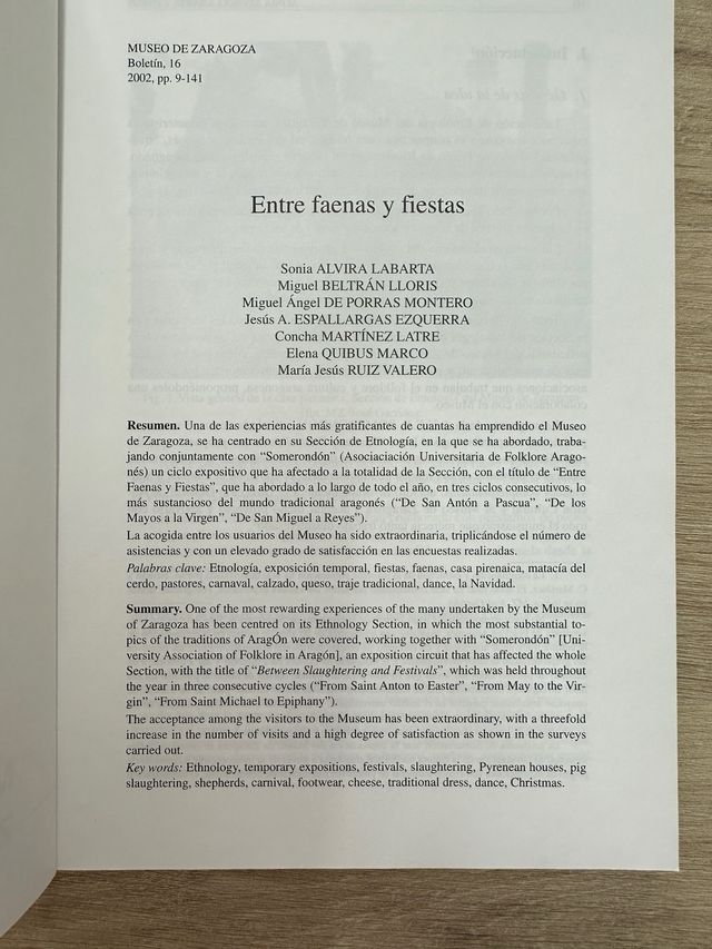 Revista Entre faenas y fiestas