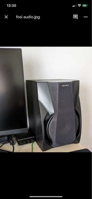 Fosi Audio BT20A con altavoces y cable ordenador