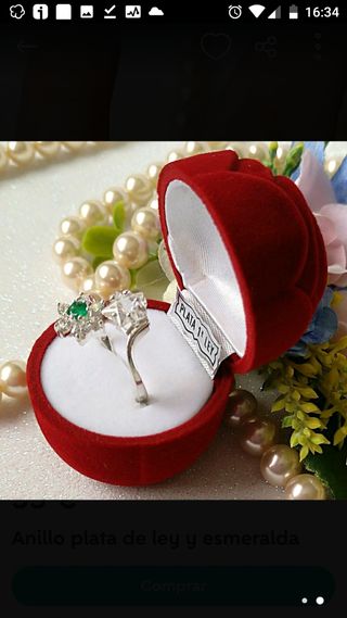 Anillo plata de ley y esmeralda Colombia 
