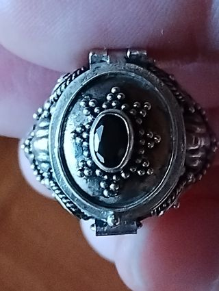 Antiguo anillo pastillero plata 925