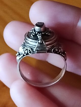 Antiguo anillo pastillero plata 925