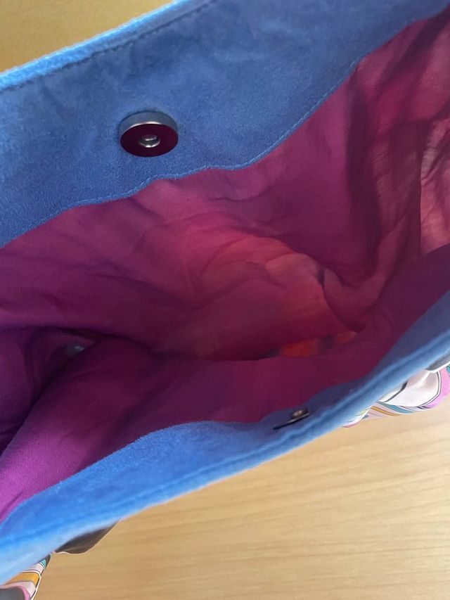 Borsa Fantasia Multicolore con Manico in Legno