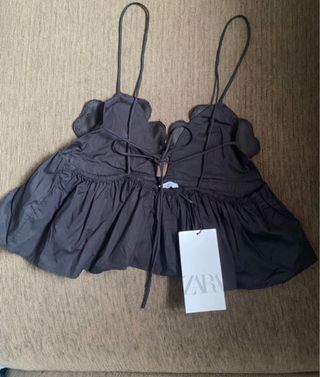 Top popelin flores zara