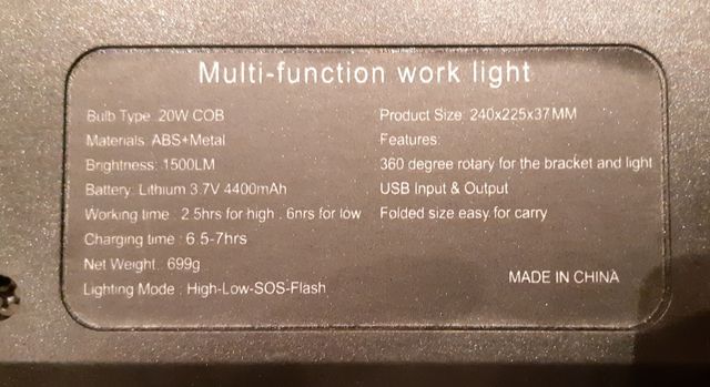 Faro portatile a led da 20w